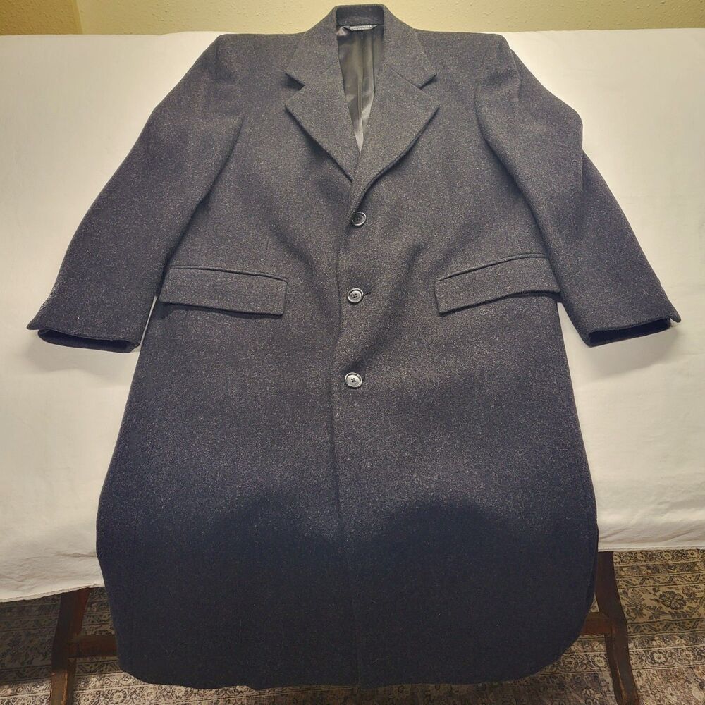 VTG Christian Dior Monsieur Sport Men’s LG/XL Black Heather Wool Overcoat USA